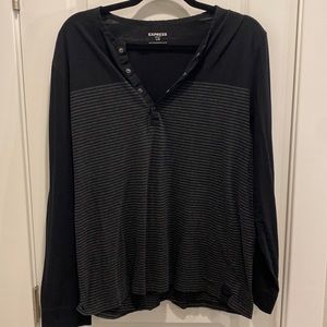 Express Black Long Sleeve Henley